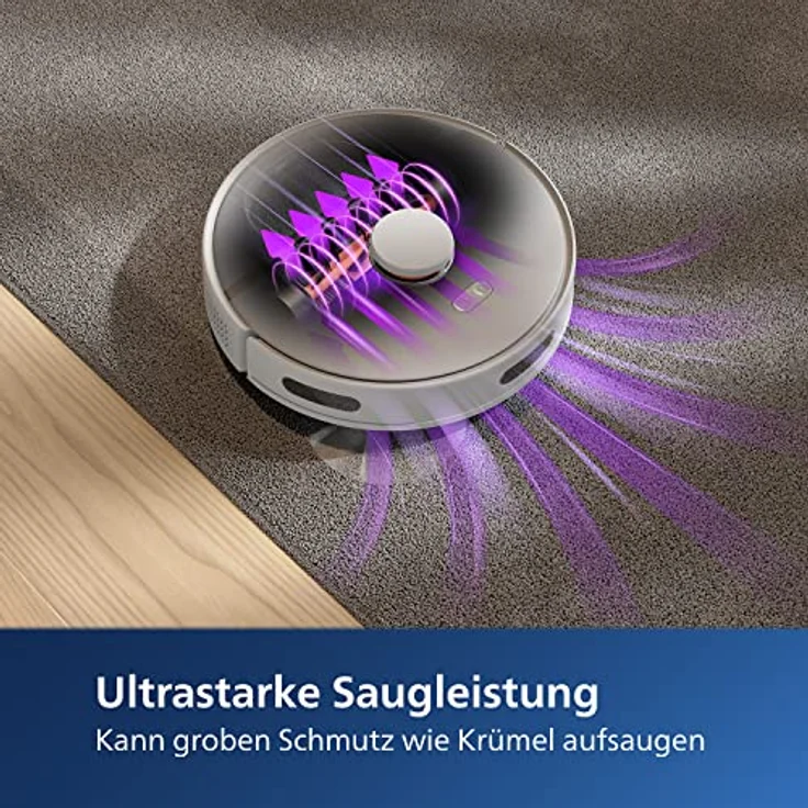 Philips Homerun Serie 3000 Saug-Wischroboter, ultrastarke Saugleistung (4000 Pa), Lasernavigation, 200 Minuten Laufzeit, weiß, Saugroboter, App, XU3000/02 – Bild 3