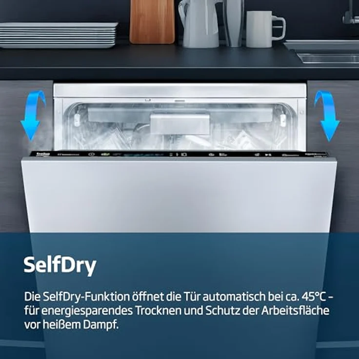 BEKO BDDN25530X Unterbau-Geschirrspüler, 60 cm, 15 Gedecke, 5 Programme, inklusive Besteckschublade und Selbstreinigungsfunktion, Energieeffizienzklasse D – Bild 3