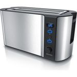 Arendo Frukost 4-Scheiben Langschlitz Toaster, 1500 W, Wärmeisolierendes Gehäuse, Display, Edelstahl