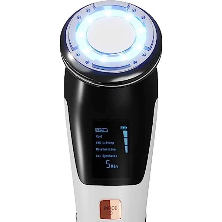 Beautifly Elektrische Gesichtsreinigungsbürste B-GLOSSY-PRO 8in1 Mesotherapie nadellos Gelb, Blau, Rot - Ultraschall-Reinigung, EMS-Gesichtsstraffung, Kollagensynthese - Preisvergleich – Bild 2