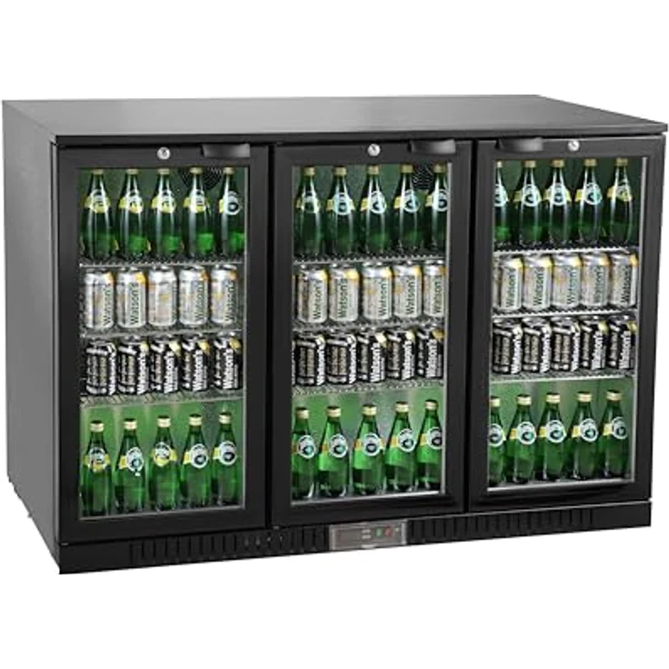 METRO Professional Flaschenkühler GBC3003, Aluminium/Glas, 308 L mit verstellbaren Einlegeböden, automatischer Abtauung und LED Beleuchtung, schwarz, 135 x 53 x 86.5 cm – Bild 1