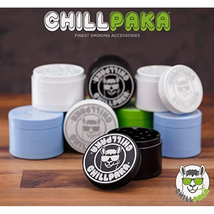 CHILLPAKA® Premium Keramik Grinder Crusher | ø63mm groß Blau | messerscharfe Kräutermühle mit haftfreier Keramikbeschichtung | inkl. Pollenschaber + Pinsel – Bild 5