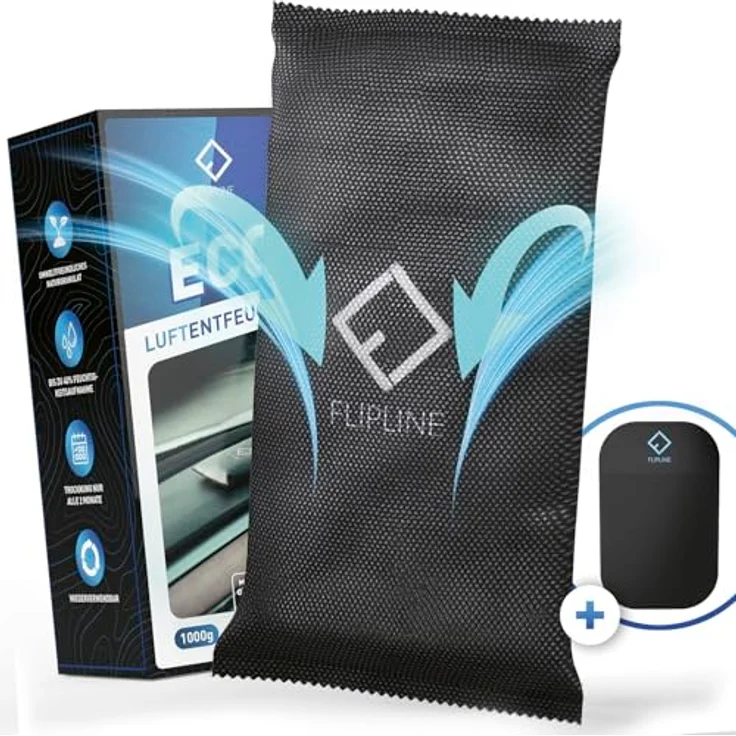 DS Produkte FLIPLINE Auto-Luftentfeuchter mit Naturgranulat, wiederverwendbar, 400 ml Feuchtigkeitsaufnahme, inklusive Anti-Rutsch-Pad – Bild 1