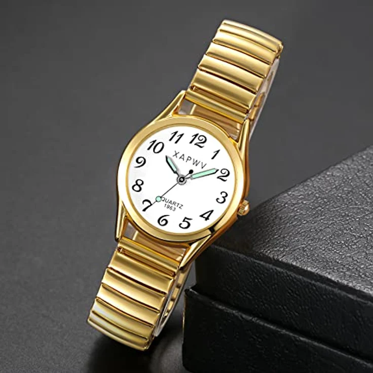 Avaner Damen Armbanduhr, elastisches Band, rundes quadratisches Zifferblatt, analoge ultra-dünne Quarzuhr mit leuchtenden Zeigern, ideales Geschenk für Frauen – Bild 4