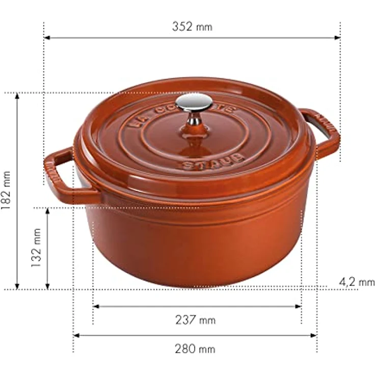 Staub Cocotte, rund, Induktionsgeeignet, Gusseisen, Zimt, 26 cm, 1 Einheiten – Bild 3
