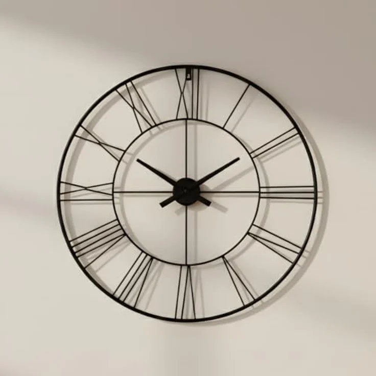 EDAXO Aratio, Industrielle Wanduhr, schwarz, Metall, 70 cm, Quarzwerk, minimalistisches Design, pflegeleicht – Bild 8