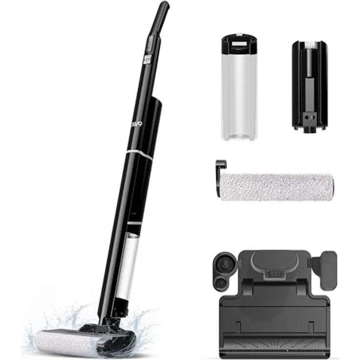 TurboTronic TT-AIV9, Kabelloser Nass- & Trockensauger mit Wischfunktion, 13 kPa Saugkraft, HEPA+-Filter, 25 Min. Akku, Schwarz – Bild 1