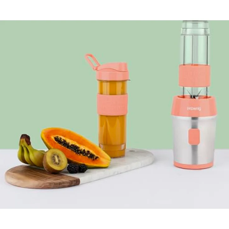 H.Koenig Smoothie Maker SMOO10 - Mini Standmixer - Mini Blender - 300 Watt - 570 ml - Edelstahl - 2 Kunststofflaschen - BPA-frei – Bild 5