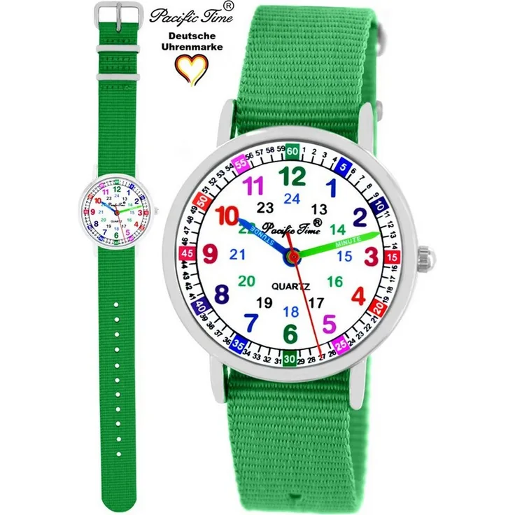 Pacific Time Quarzuhr Kinder Armbanduhr Lernuhr Wechselarmband, Mix and Match Design - Gratis Versand, Farbenfroh