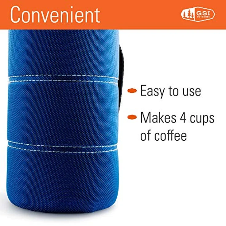 GSI Outdoors Javapress 30oz French Press, BPA-frei, bruchsicher, blaue Isolierung – Bild 3