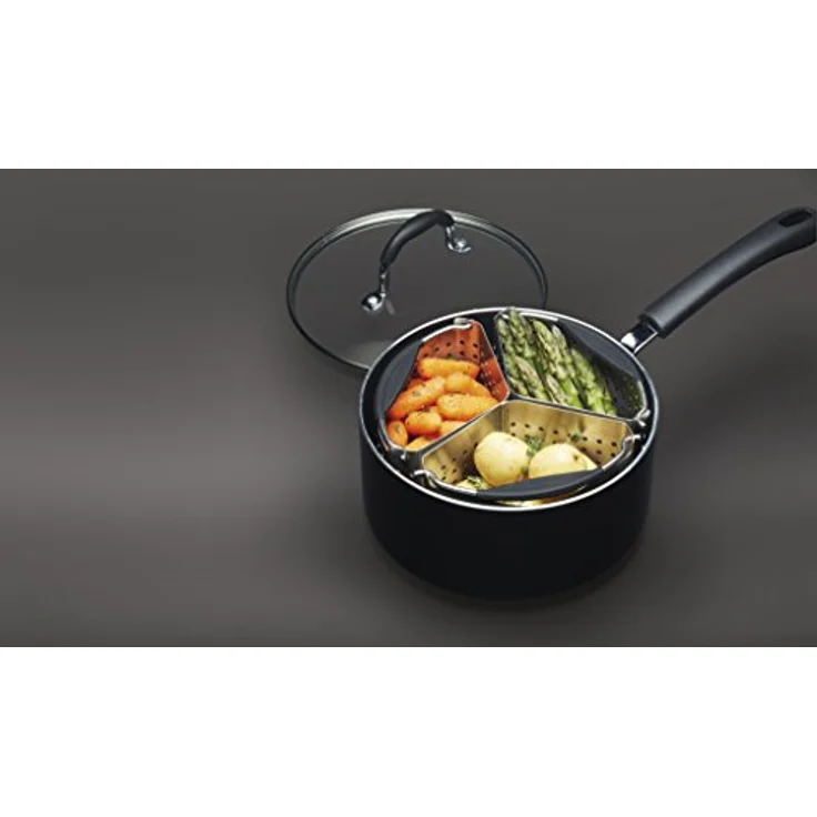 Kitchencraft Edelstahl Topf Körbe mit Trennwand, 20 cm – Metallic, Set mit 3 Stück. – Bild 5