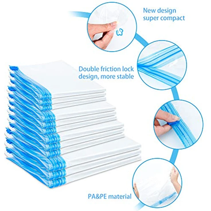 Intirilife Vakuumierbeutel Set, Kleiderbeutel zum Rollen für Kleidung und Bettwäsche, 10er Pack, robustes Material – Bild 5