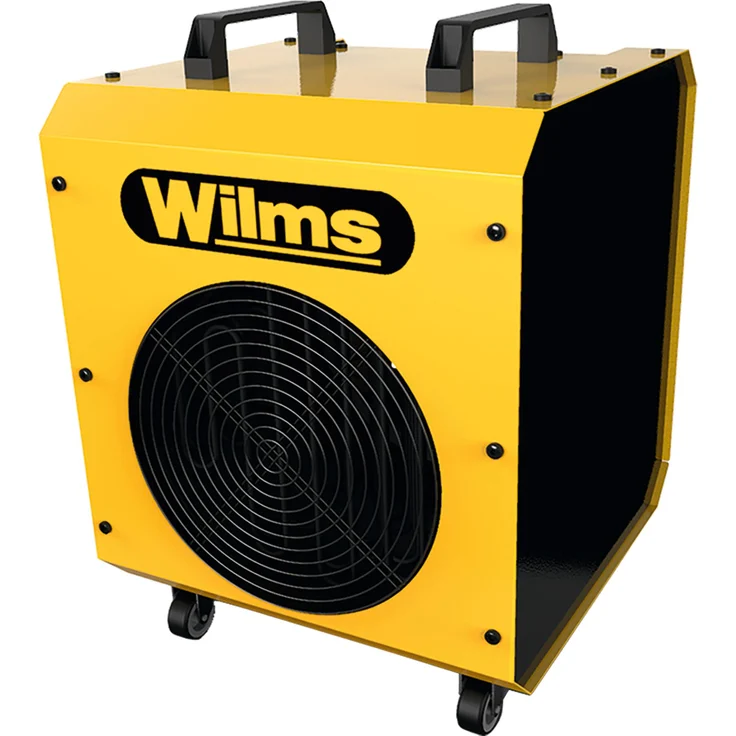 Wilms Heizlüfter "EL 12", 3-stufiger Elektro-Heizlüfter mit 5 kW, 7,5 kW oder 10 kW Leistung, axial, Überhitzungsschutz, transportabel mit Schwenkrollen und Tragegriffen, 400 V