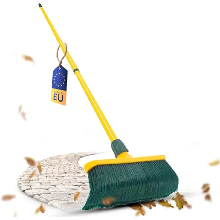 Novaliv Kehrgarnitur Krallenbesen Set 40 cm, Teleskopstiel ausziehbar 96-140 cm, gebogene Kunststoffborsten – Bild 1