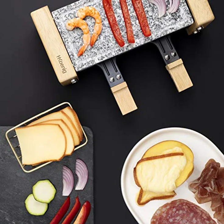 H.koenig WOD2 Raclette Grill mit Granitstein für 2 Personen 350 W – Bild 6