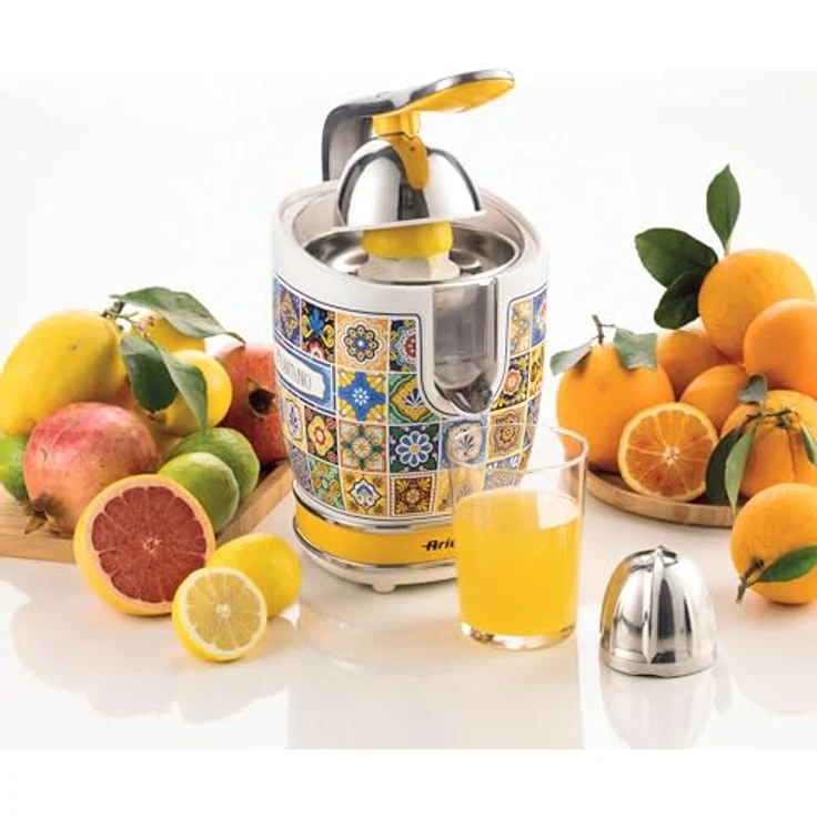 Ariete 413, Positano Zitruspresse, elektrische Zitruspresse mit professionellem Hebel, 2 Kegel für große und kleine Früchte, auslaufsicherer Ausguss, leiser Motor, professionelle Pressung, in Capri Blau. – Bild 5