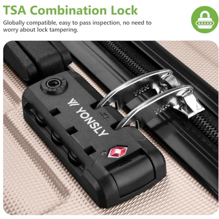 YONSLY Suitcase Set, Hartschalenkoffer mit TSA-Schloss und YKK-Reißverschluss, 4-Rollen Trolley, Elfenbeinweiß, S-M-L-XL – Bild 4