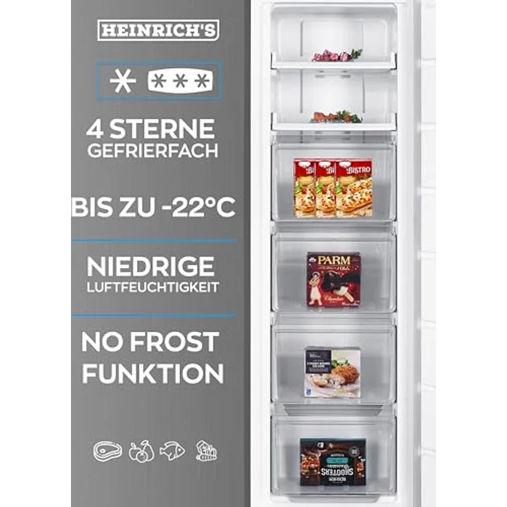 Heinrich´s Gefrierschrank 204L No-Frost mit LED-Display, inox – Bild 5