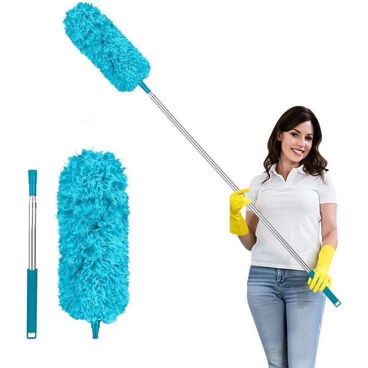 LuxusKollektion Teleskop-Staubwedel, ausziehbar bis 237 cm, waschbar, mikrofaser, himmelblau