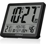 Kienzle Digitaler XXL Funkwecker, große Display-Anzeige, Temperatur- und Luftfeuchtigkeitsmessung, automatische Hintergrundbeleuchtung