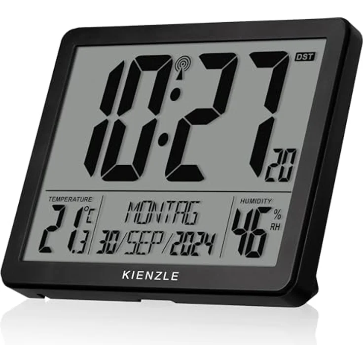 Kienzle Digitaler XXL Funkwecker, große Display-Anzeige, Temperatur- und Luftfeuchtigkeitsmessung, automatische Hintergrundbeleuchtung – Bild 1