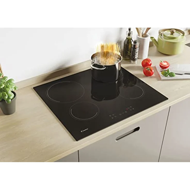 Candy Idea CH64CCB 4U2 Glaskeramik-Kochfeld, 4 Feuer, 60 cm, 10 Leistungsstufen, 6,5 kW, Zentralsteuerung, Heizanzeige, Sicherheitsschloss, Warnung bei Überhitzung und Verschütten, Schwarz – Bild 4