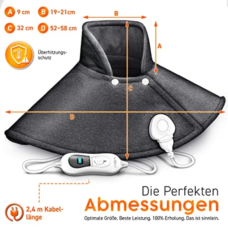 sinnlein Heizkissen elektrisch für Schulter, Nacken und Rücken | Heizcape mit 3 Temperaturstufen & Abschaltautomatik | Wärmekissen mit Abschaltautomatik und 100W – Bild 5
