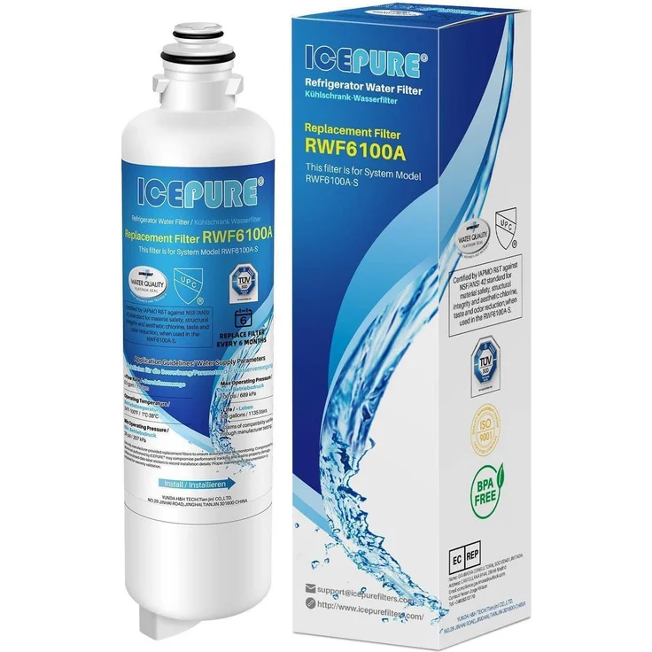 Icepure Kühlschrank-Wasserfilter Ersatz für Bosch BORPLFTR50/BORPLFTR55, hocheffiziente Filtration, werkzeugfreie Installation, 1 Stück