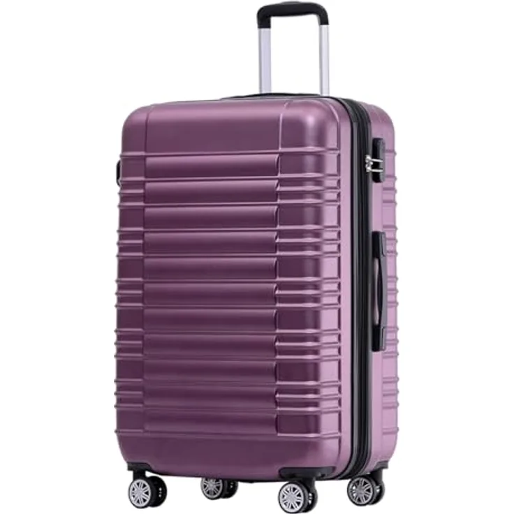 BEIBYE Reisekoffer 2088 Hartschalekoffer XL, stabiler ABS-Kunststoff, erweiterbar um 20%, 4 Zwillingsrollen, Lila