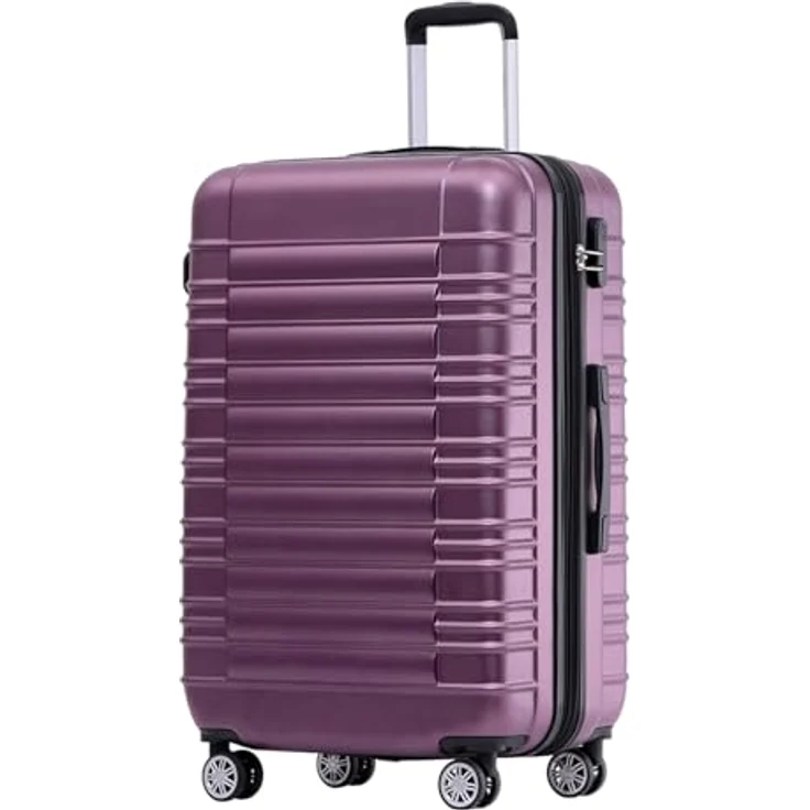 BEIBYE Reisekoffer 2088 Hartschalekoffer XL, stabiler ABS-Kunststoff, erweiterbar um 20%, 4 Zwillingsrollen, Lila – Bild 1