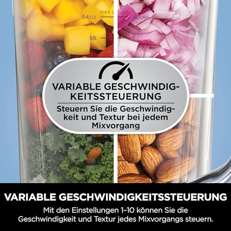 Ninja Detect Power Mixer Pro / Blender / Smoothie Maker, 1200 W, 2 L Krug, BlendSense-Technologie, schwarz – Bild 5