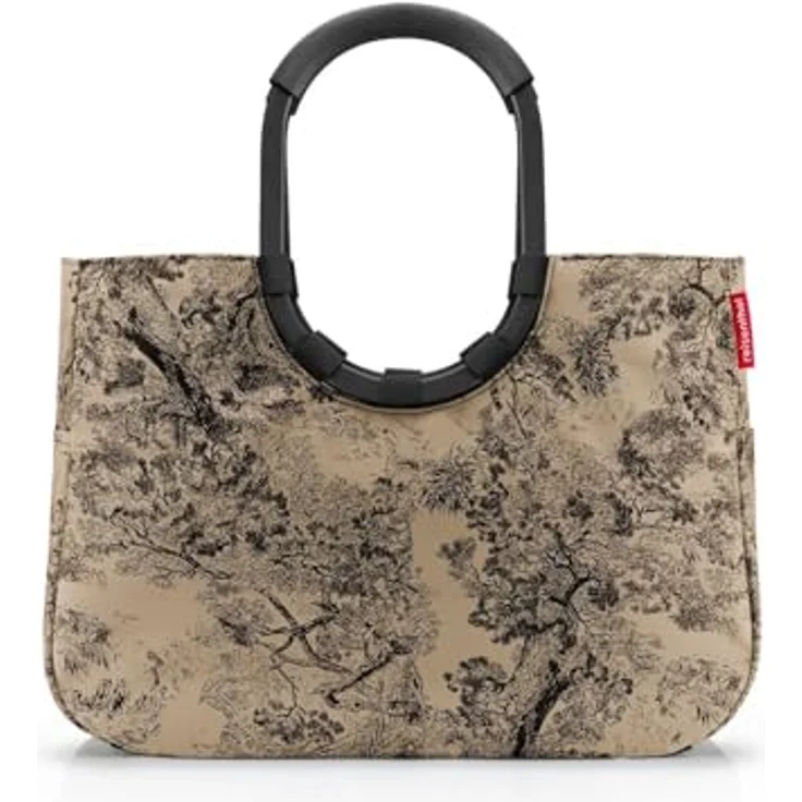 reisenthel loopshopper L, Einkaufstasche im Jacquard Design, 25 l Volumen, braun, mit Innenreißverschlussfach und Aluminiumgriffen – Bild 1