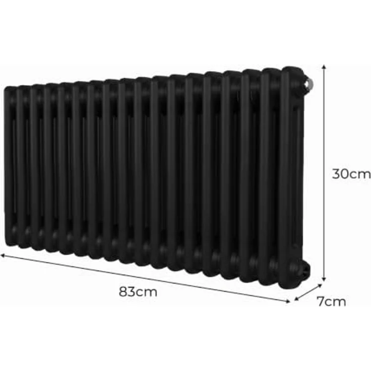 Monster Shop Traditioneller 2-Spalten-Heizkörper 300 x 832mm, Horizontaler Wandheizkörper aus mattem Schwarz Kohlenstoffstahl mit 1975 BTU Wärmeleistung, inkl. Reinigungsbürste und Befestigungsset – Bild 5