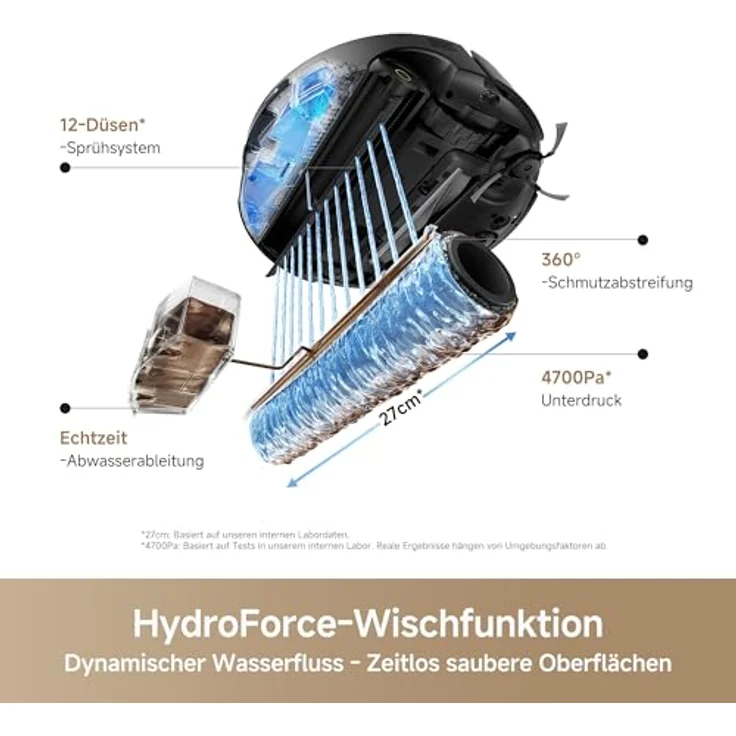 Mova S70 Roller, Saugroboter mit 28.000Pa Saugkraft, HydroForce-Wischen, MaxiReach-Technologie, CovertSense-Navigation, ultraflaches 90mm Gehäuse, All-in-One-Basisstation – Bild 3