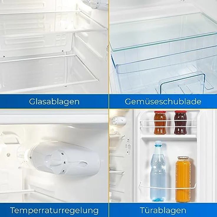 Exquisit Kühlschrank KS585-V-091E weiss | Kühlschrank ohne Gefrierfach freistehend 75 L Volumen | LED-Licht | Glasablagen | Vollraumkühlschrank 45cm – Bild 3