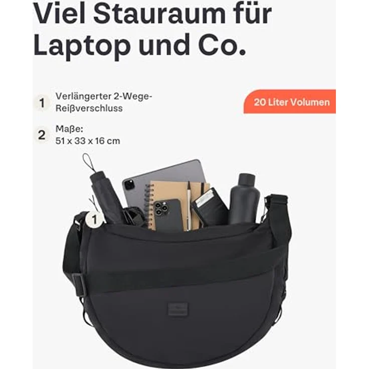 Johnny Urban Umhängetasche Kaia Large Half Moon Bag im Puffer Design, 16 Zoll, Große Crossbody Bag in Halbmond Form, Wasserabweisend – Bild 6