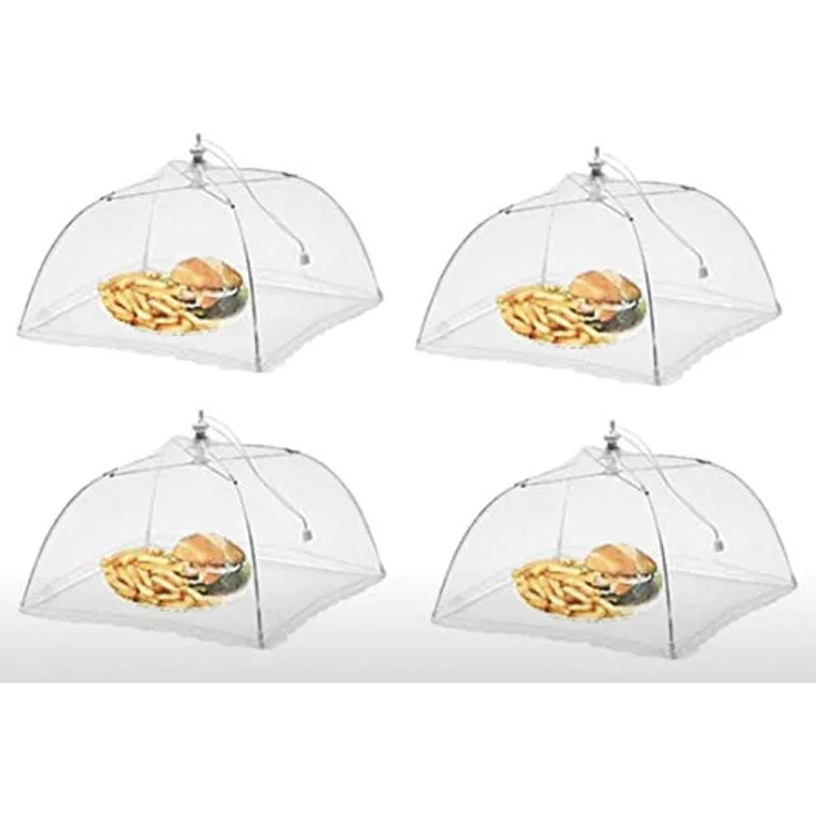 RHP Fliegenhaube XL 4er Set Abdeckhaube für Essen, Faltbare Kuchenabdeckung Fliegenschirm Lebensmittel Abdeckung, Perfekter Fliegen-Schutz für Essen, Obst, Picknick, BBQ, 30x30x30 cm, Weiß
