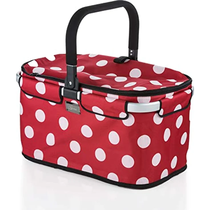 Genius Einkaufskorb Falko Premium, faltbarer Tragekorb mit 22 L Volumen, stabiler Aluminiumrahmen, Reißverschluss und gepolstertem Griff für Picknick und Camping – Bild 3