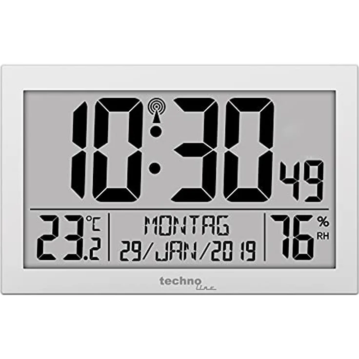 Technoline WS8016 WS 8016 Funk-Wand-Uhr mit Temperaturanzeige, Kuststoff, silber, klein: 22,5 x 14,3 x 2,4cm – Bild 1