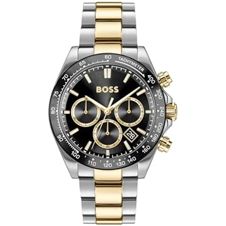 BOSS Chronograph HERO 2.0 1514269, Quarzuhr mit Edelstahlarmband, schwarz-silberfarben, Wasserdicht bis 5 bar, Tachymeter, analog, Tag – Bild 1