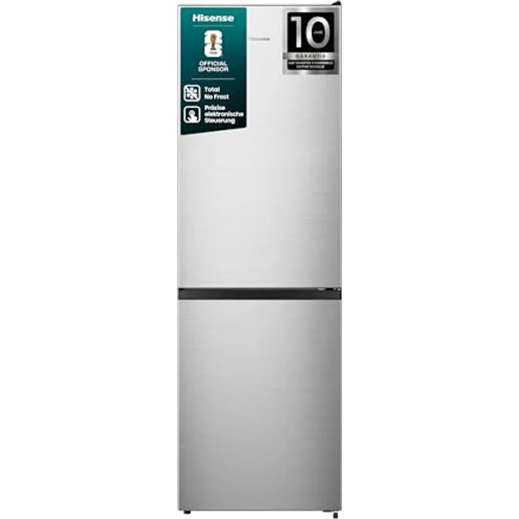 Hisense RB3N300NECA, Kühl-Gefrierkombination mit 304 l, NoFrost, Edelstahl, Energieeffizienz A, 35 dB – Bild 1