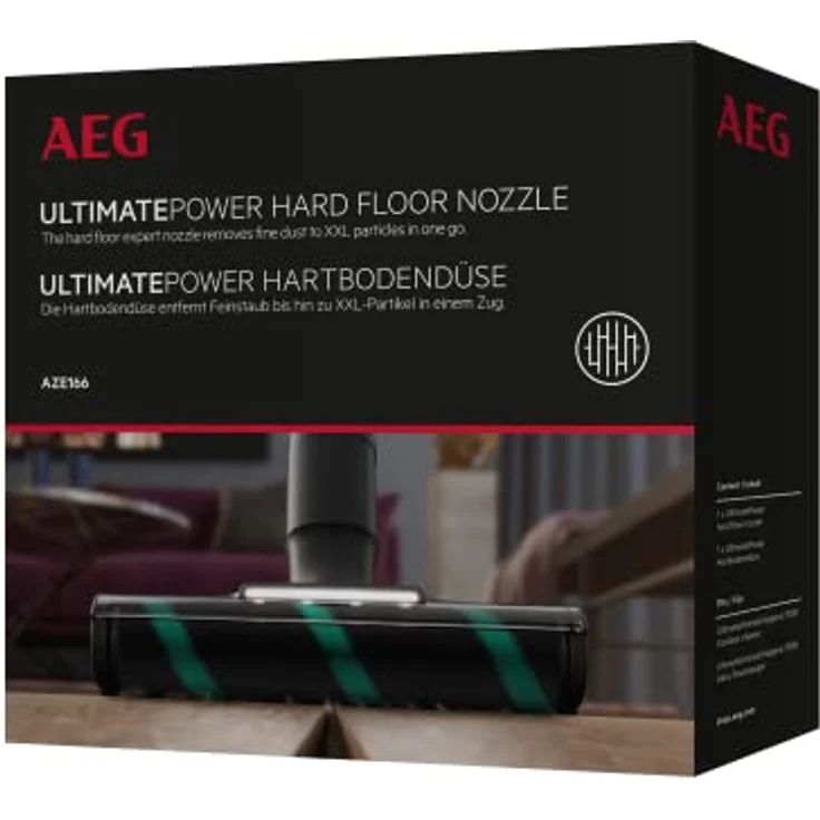 AEG AZE166 Zubehör UltimatePower Hartbodendüse, hervorragende Saugkraft, LED Licht, 100% Feinstaubaufnahme, XXL-Partikel, schonende Reinigung, für AEG 7000 Akku-Staubsauger, schwarz – Bild 2