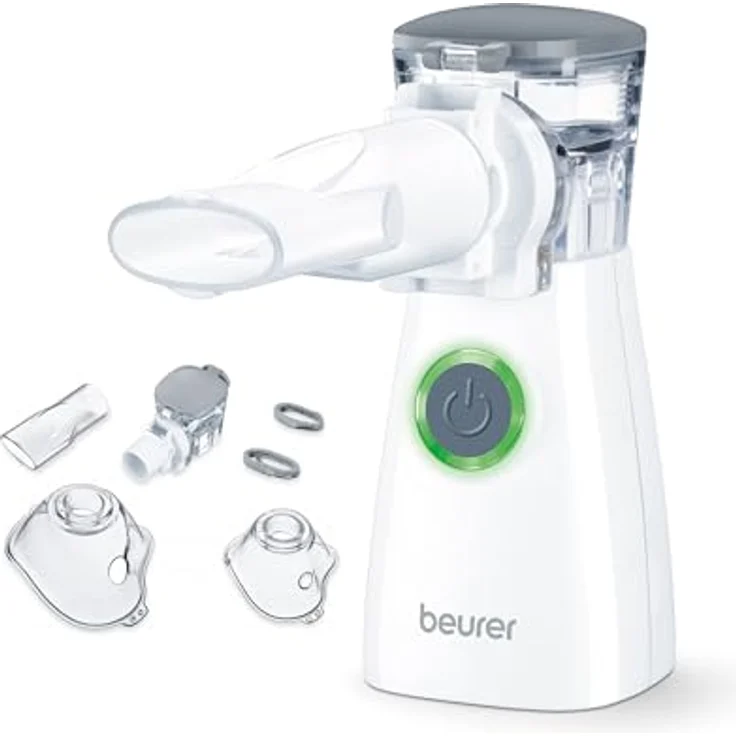 Beurer IH 57 Inhalator, Verneblung mit Schwingmembran- und Aerosol-Technologie, tragbares Inhaliergerät mit wiederaufladbarem Akku, zur Anwendung bei Erkältung, Asthma und anderen Atemwegserkrankungen – Bild 1