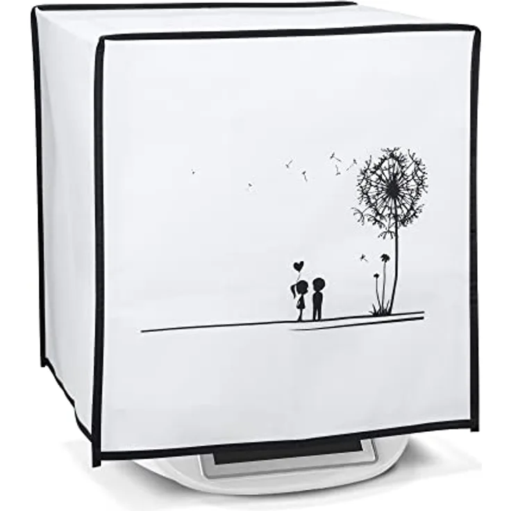 kwmobile Hülle kompatibel mit Thermomix TM5 / TM6 - Küchenmaschine Abdeckhaube - in Schwarz Weiß Pusteblume Love