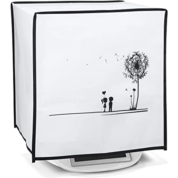 kwmobile Hülle kompatibel mit Thermomix TM5 / TM6 - Küchenmaschine Abdeckhaube - in Schwarz Weiß Pusteblume Love – Bild 1