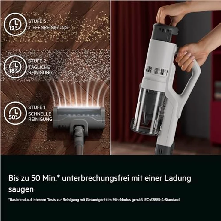 AEG Akku-Stielstaubsauger AP51UH18ST, 200 W, extra stark & kabellos, bis 50 Min. Laufzeit, keine Haarverwicklung – Bild 4