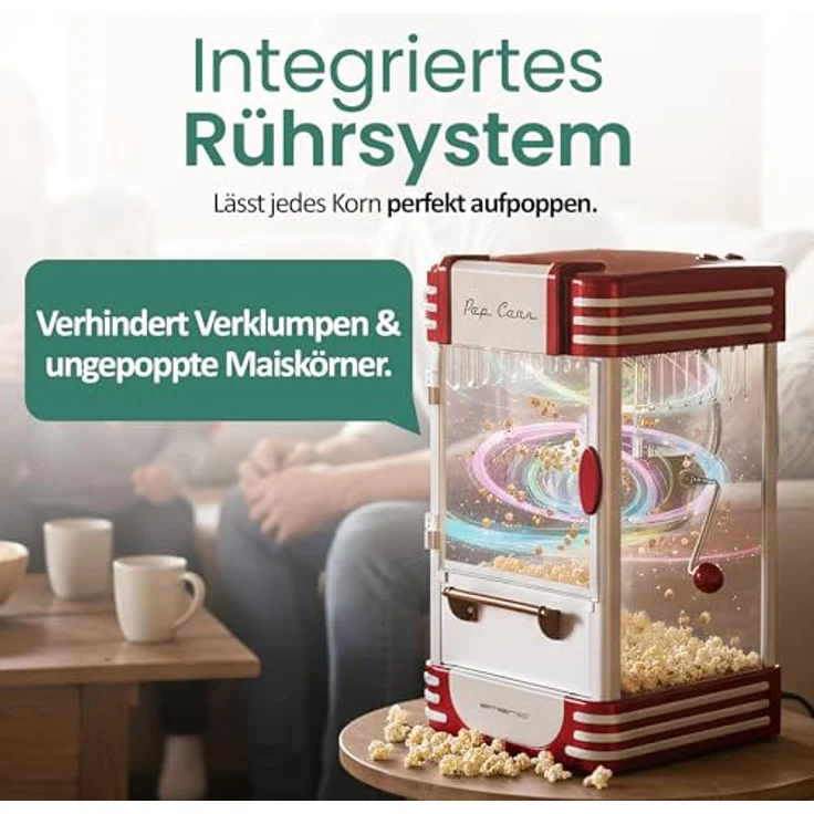 Emerio Popcornmaschine POM-120650, antihaftbeschichteter Behälter auch für süßes oder salziges Popcorn geeignet, 360 Watt – Bild 5