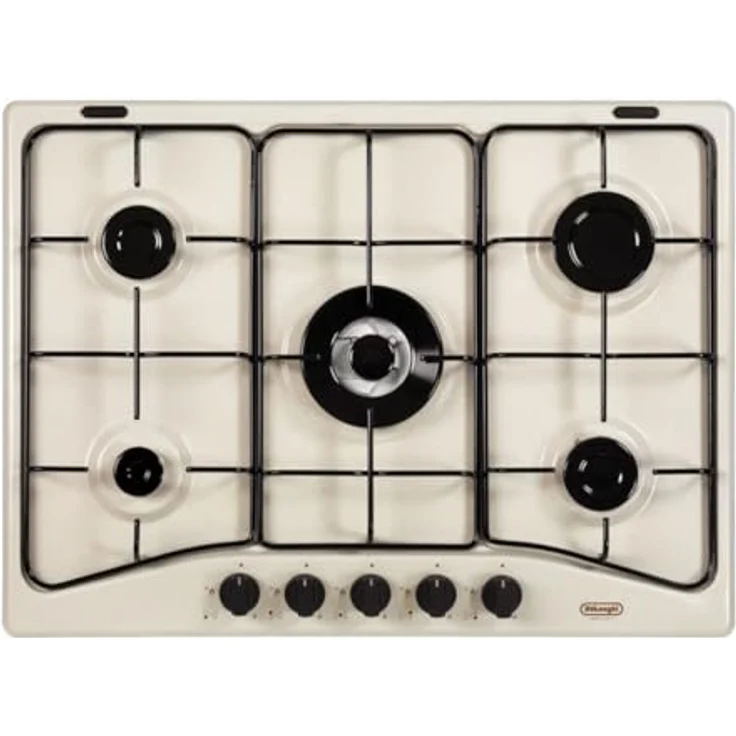 De'Longhi SF 57 ASV, Gaskochfeld mit 5 Brennern, inklusive Doppelkrone und emaillierten Grillrosten