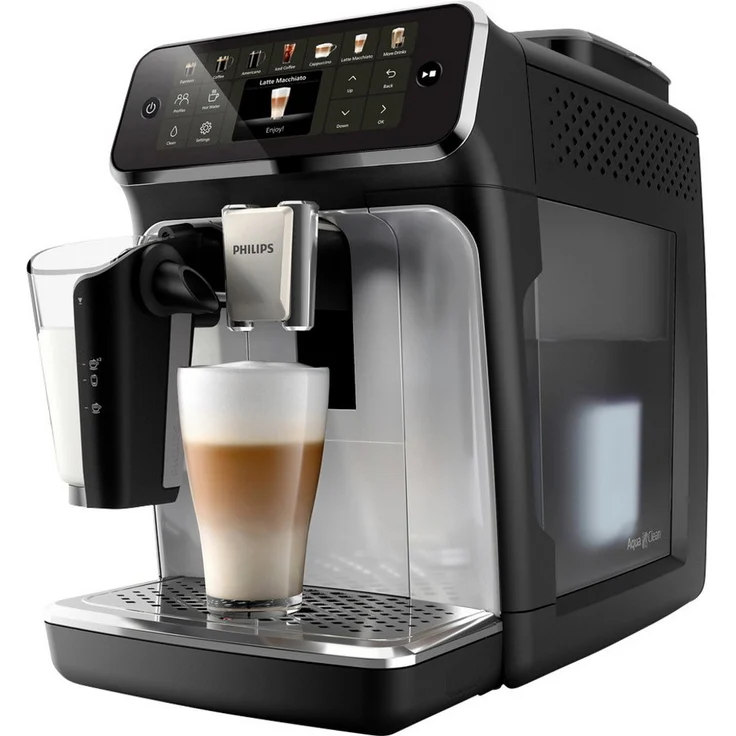 Philips Kaffeevollautomat Philips Series 4400 EP4446/70 Kaffeevollautomat Schwarz/Silber, 12 Heiß- und Eisgetränke, LatteGo Milchsystem, SilentBrew - Technologie – Bild 1