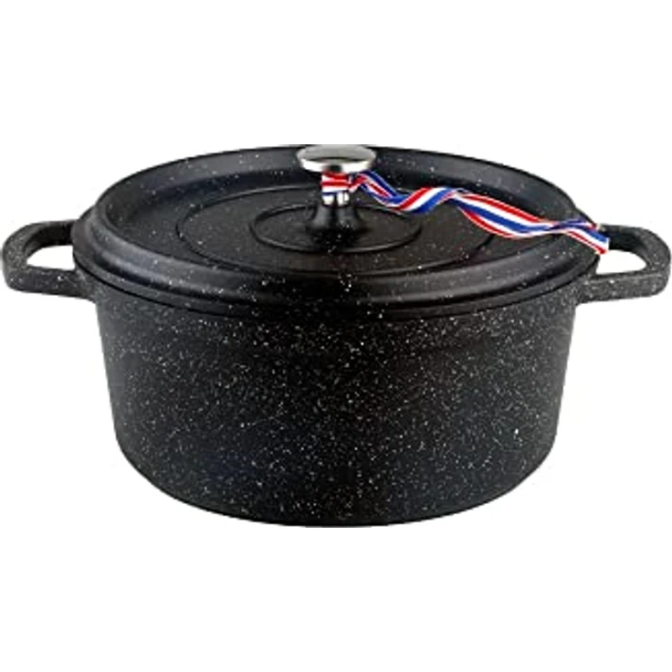 Kamberg – 0008194 – Schmortopf 20 cm Durchmesser, rund, schwarz – Aluminiumguss – Beschichtung in Steinoptik – Für alle Herdarten, auch Induktion – PFOA‑frei – Bild 1